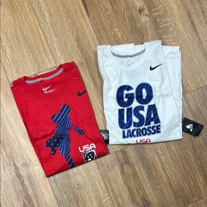 Nike Red and White USA Lacrosse Tees